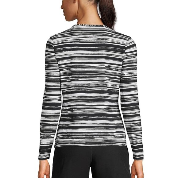 NWT Lands' End Women Long Sleeve UPF50 Rashguard Blk/Wht Ombre XS-XL $60 LE125 - Picture 3 of 4